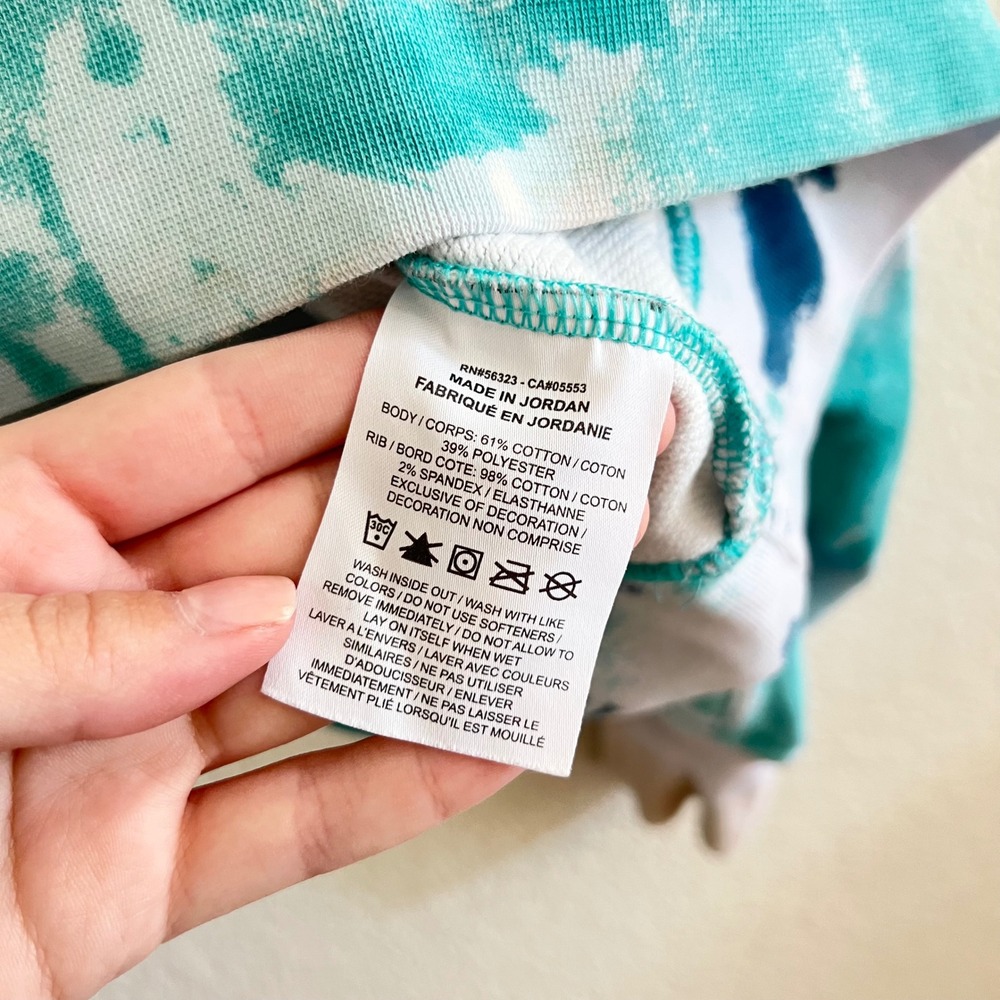 Nike Teal White Tie Dye Cropped Hoodie Size L Athleisure - Picture 8 of 9